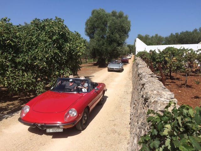 giro con auto d'epoca in campagna