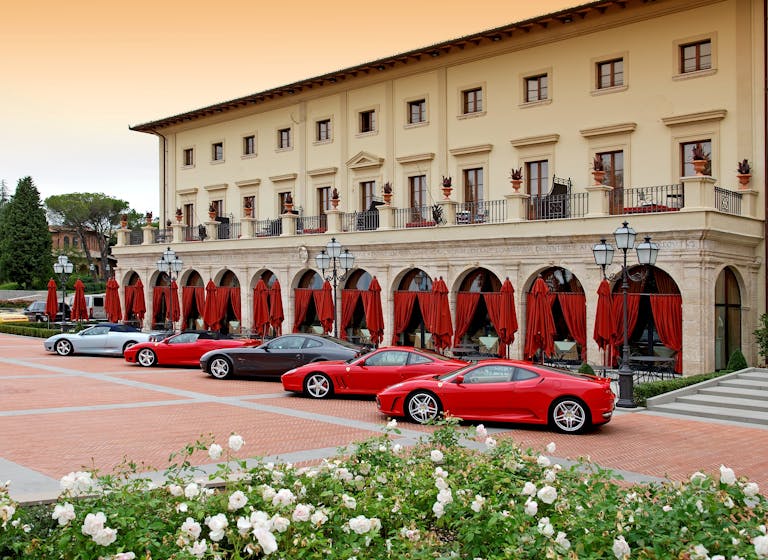 cars in front of a building