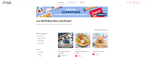 Screenshot of Chefclub.tv.