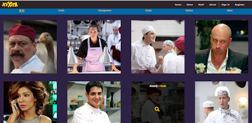 Screenshot of restaurant project.