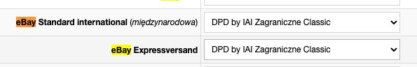 Mapowanie kurierów dla eBay