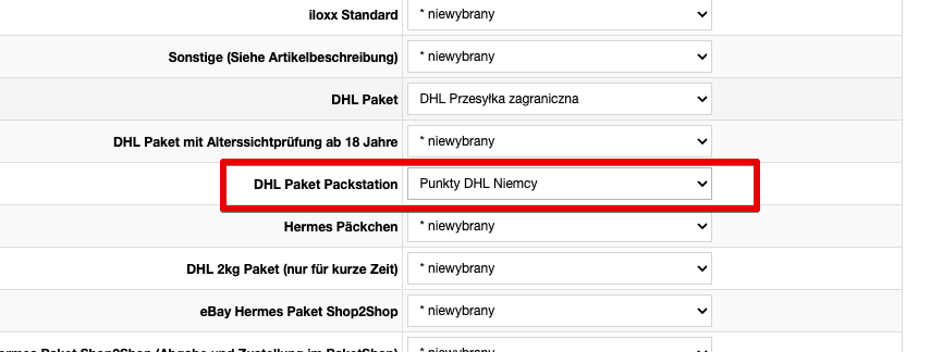 Mapowanie parametrów dla eBay
