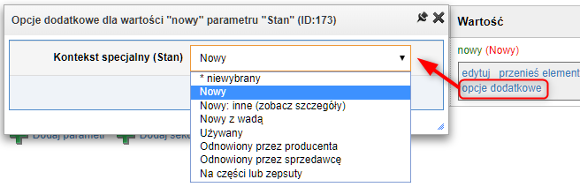 Przypisywanie kontekstu specjalnego do wartości parametru