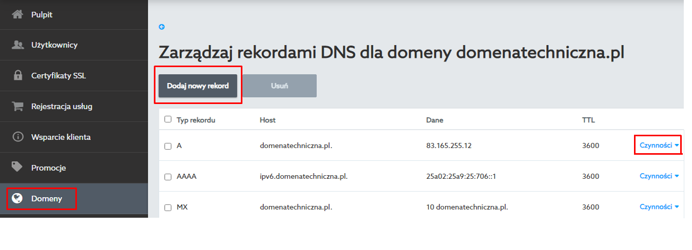 delegacja domeny panel home.pl - delegacja niepełna