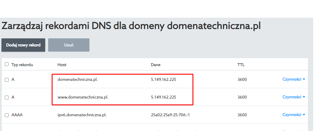 delegacja domeny panel home.pl - delegacja niepełna subdomeny  wpisanie konkretnego adresu dla subdomen IP