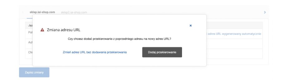 Toplayer pojawiający się przy zmianie adresu URL