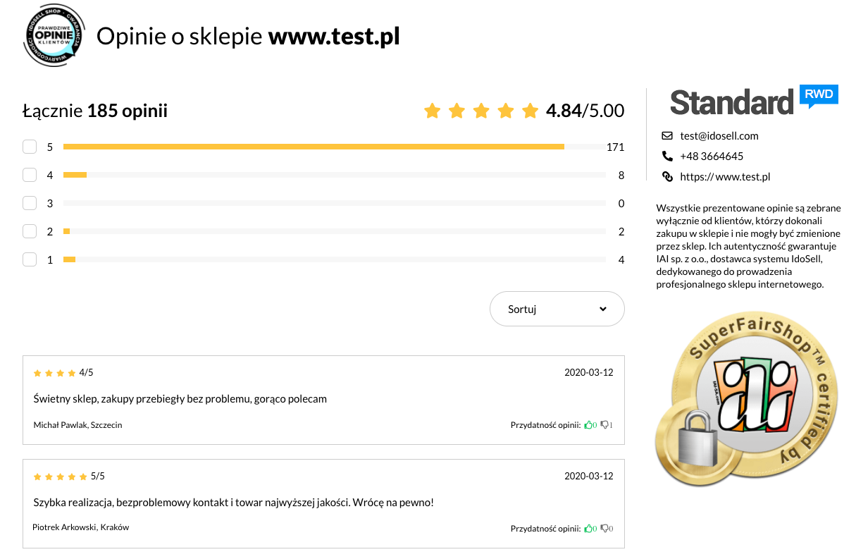 Opinie na serwisach zewnętrznych