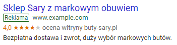 Przykładowa reklama w wyszukiwarce Google