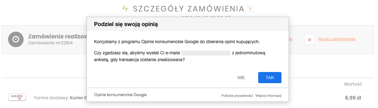 Ankieta do opinii o produkcie w ramach Google - Opinie konsumenckie