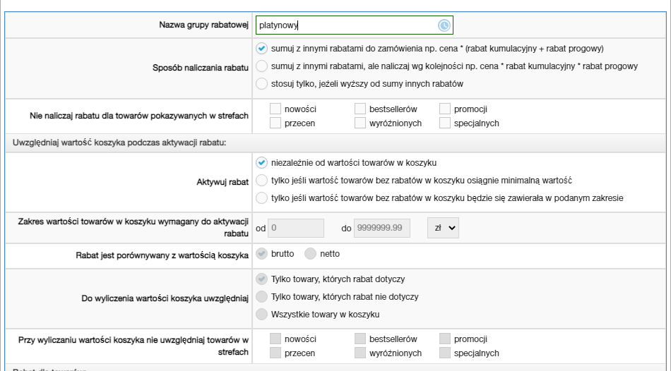 Konfiguracja i edycja grupy rabatowej klientów