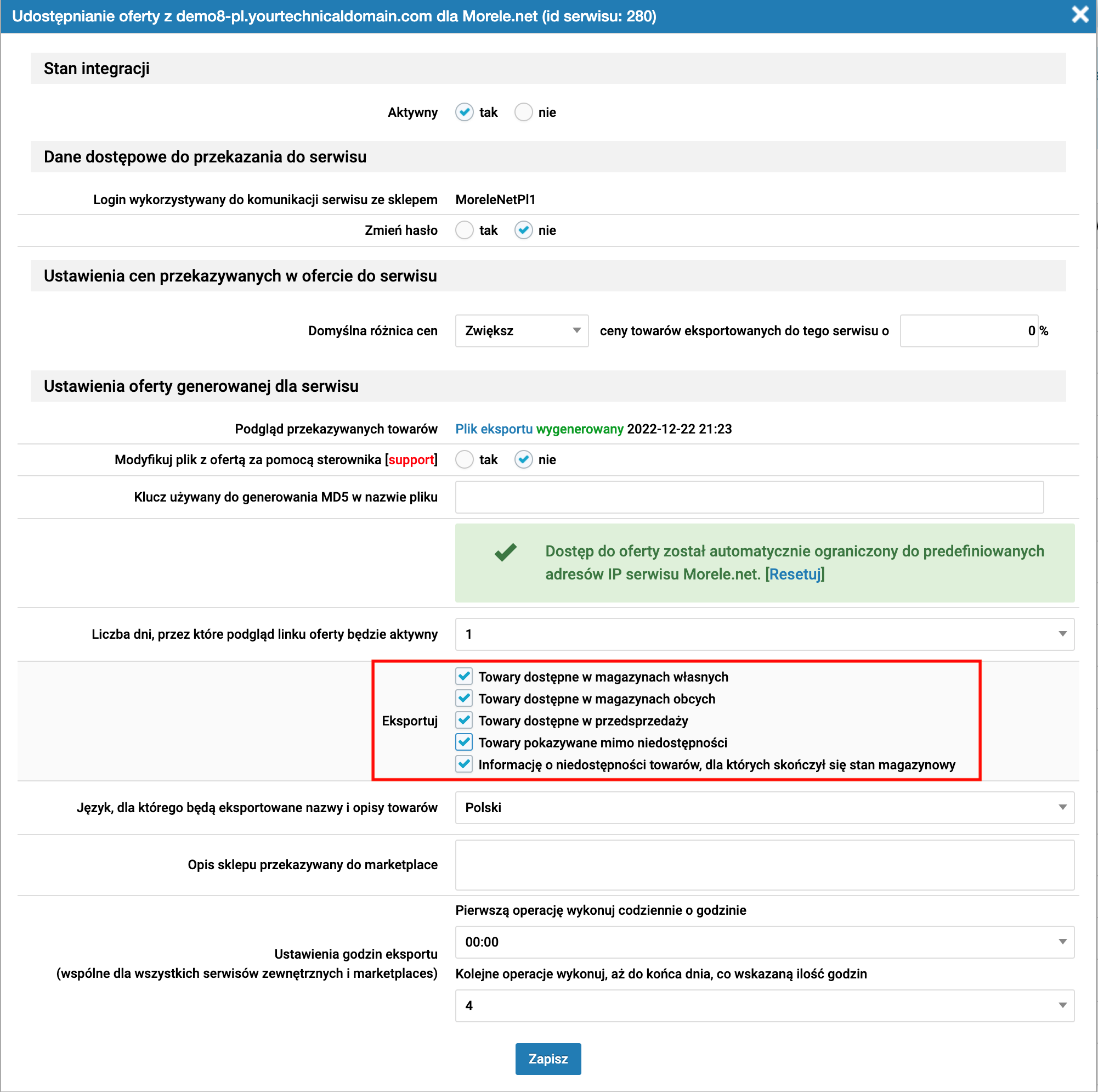 Konfiguracja integracji z morele.net w panelu IdoSell Shop