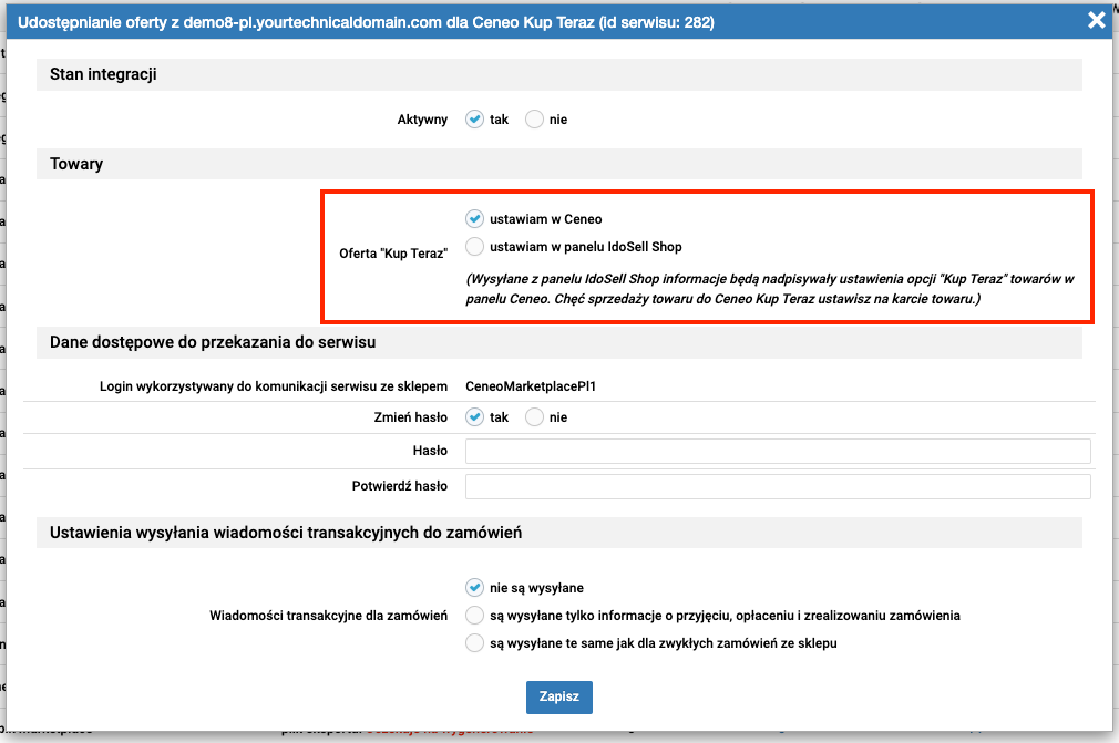 Sterowanie widocznością oferty Kup Teraz z panelu IdoSell