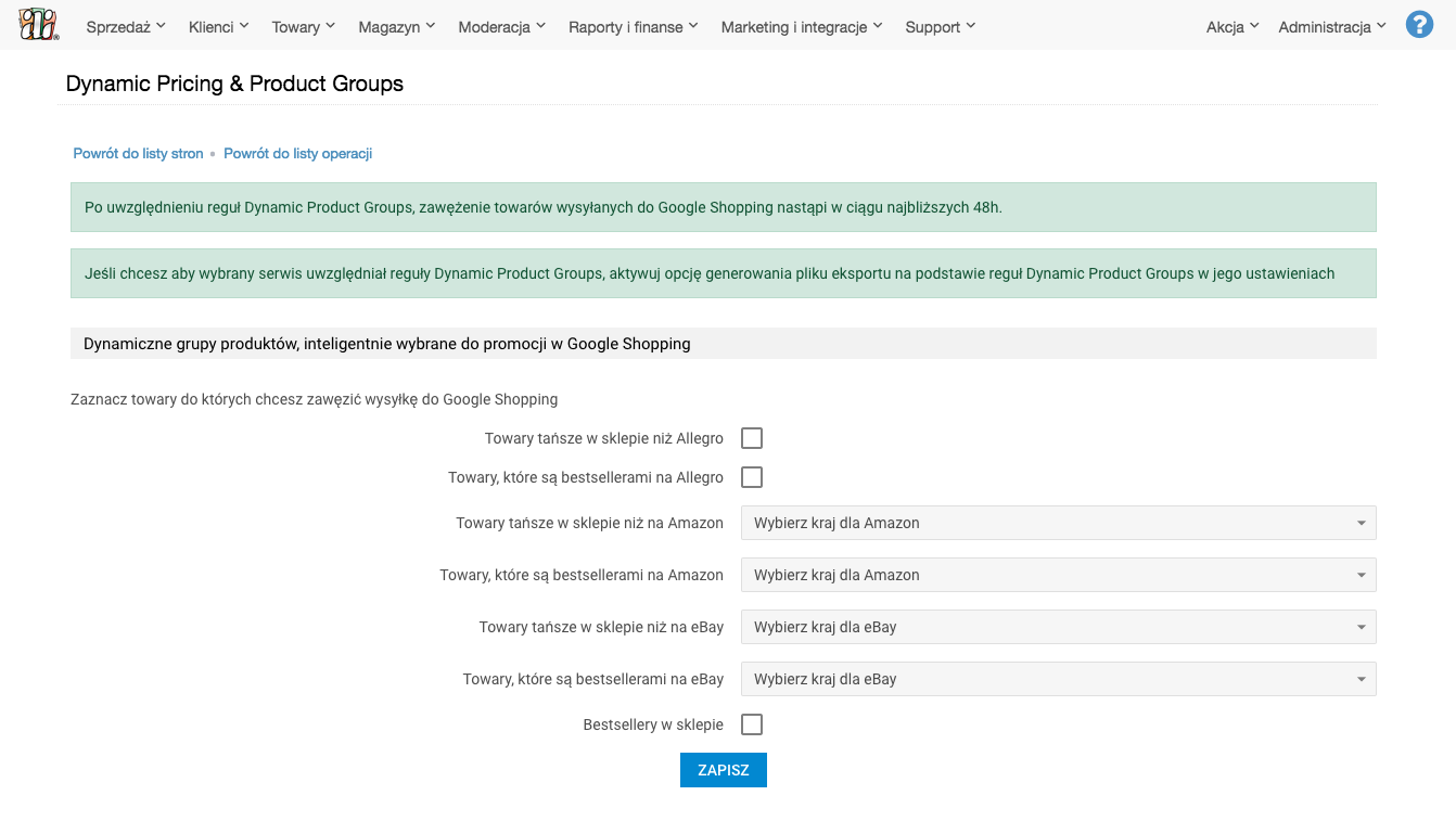 Dynamic Product Groups