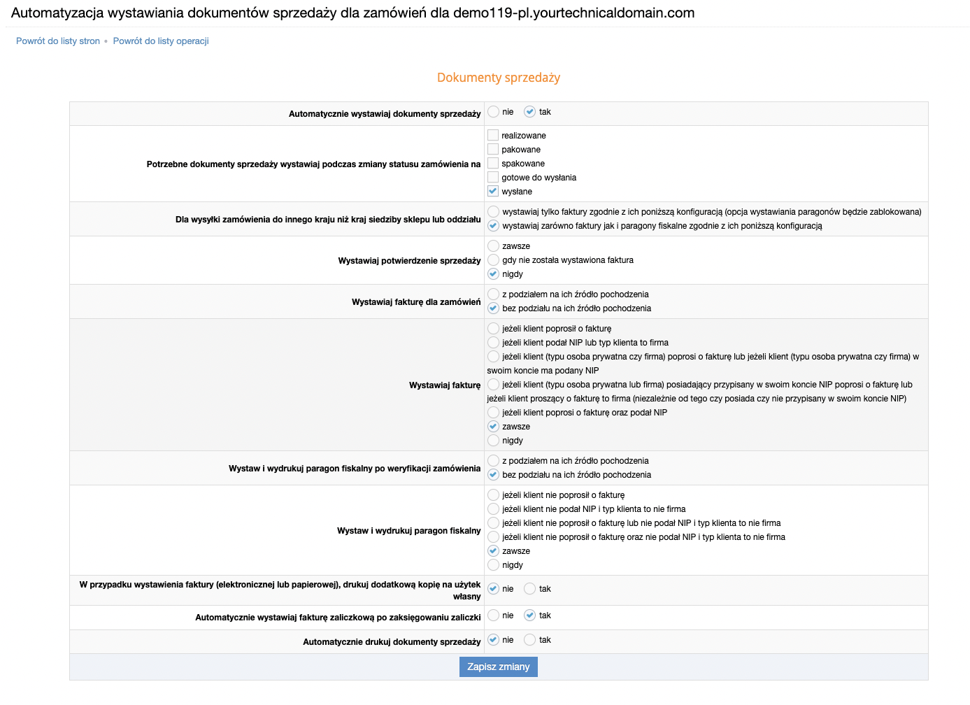 Automatyzacja wystawiania dokumentów sprzedaży dla zamówień