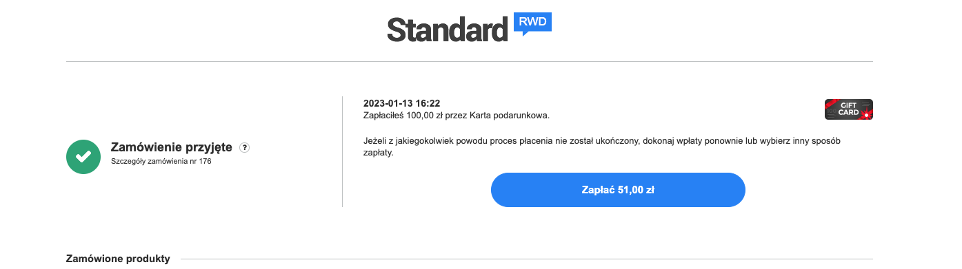 Dopłata inną formą płatności