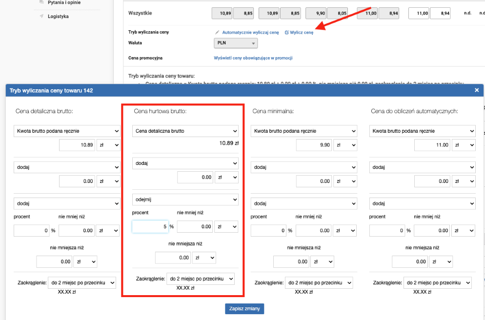 Automatyczne wyliczanie cen