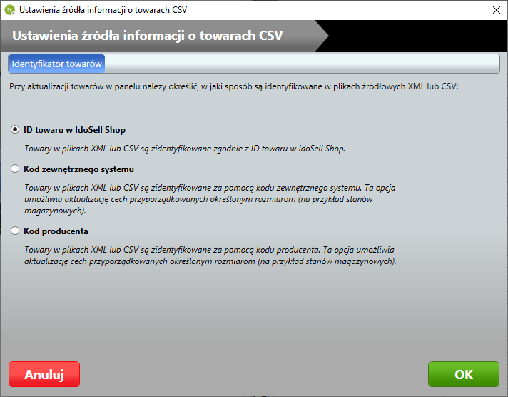 Przykładowa aktualizacja towarów - Downloader