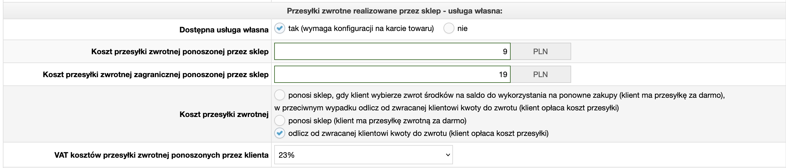 przesyłki zwrotne