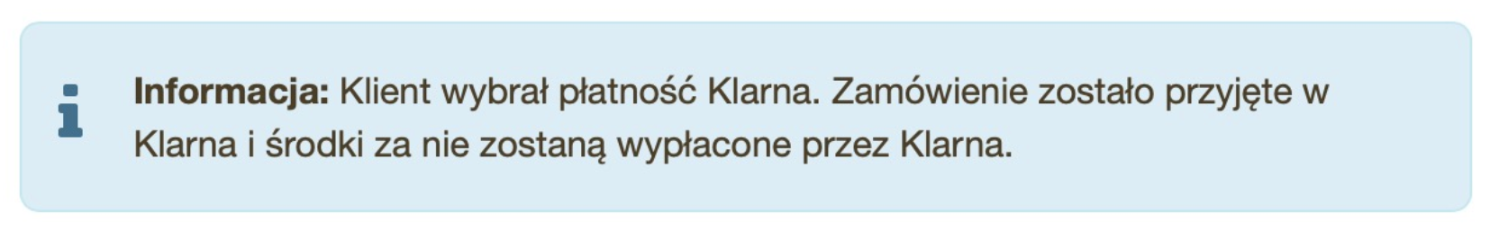 Informacja - wybór płatności Klarna