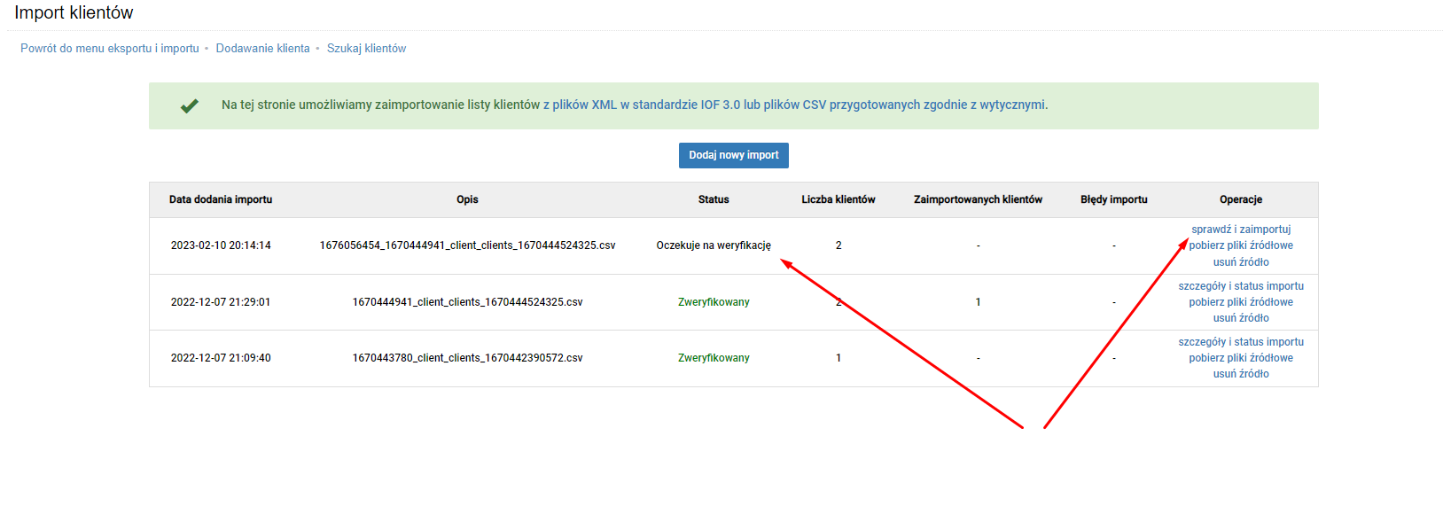 Import klientów - sprawdzenie i weryfikacja pliku