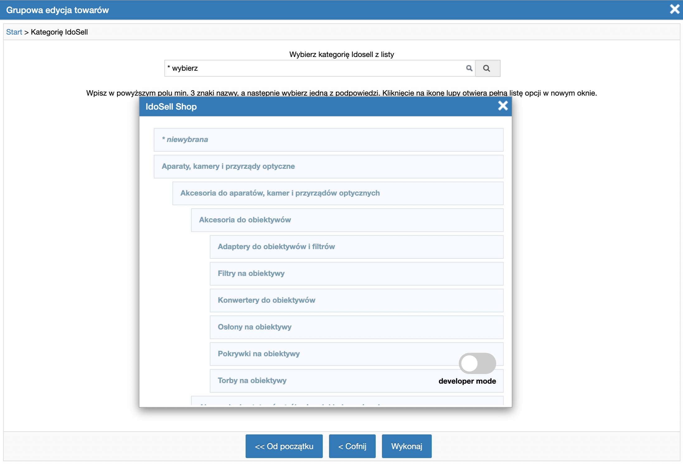 Ustawienie kategorii Idosell za pomocą Grupowej Edycji Towarów - dobrekody.pl