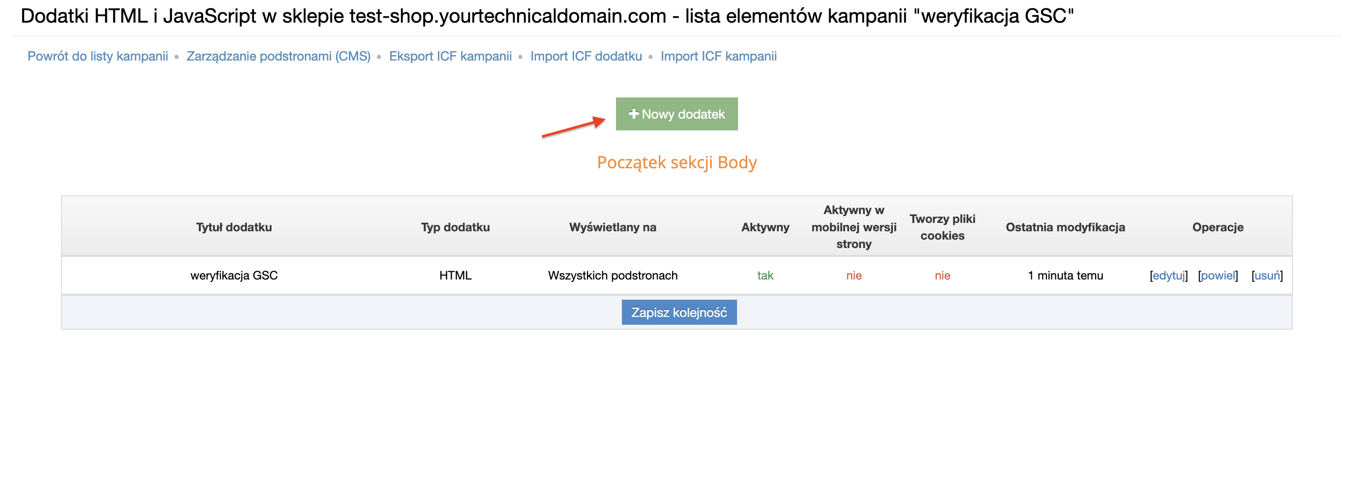 Google Search Console - Dodawanie dodatku do weryfikacji