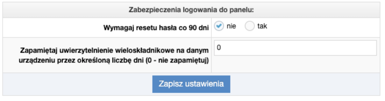Zabezpieczenia logowania do panelu