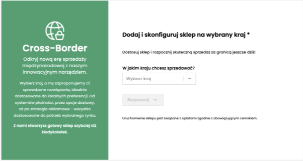 Dodaj i skonfiguruj sklep - ekran początkowy
