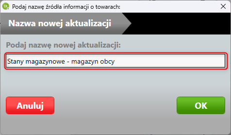 Przypisywanie nazwy dla aktualizacji - Downloader