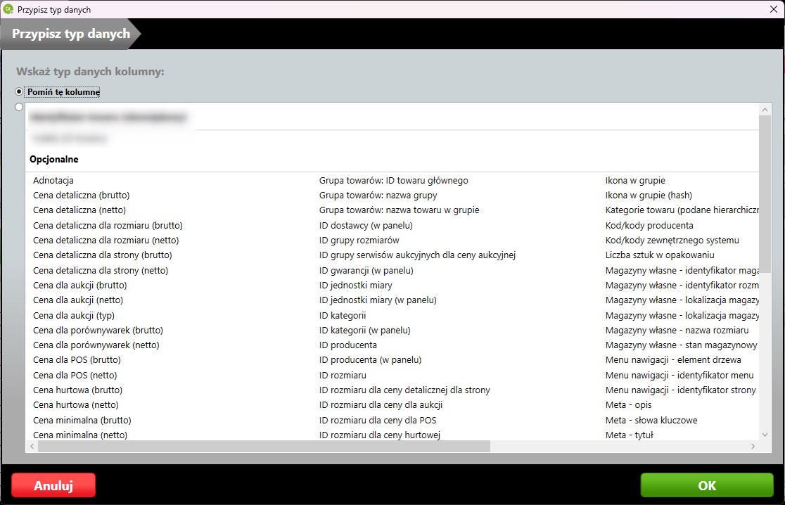 Mapowanie typu danych - Downloader