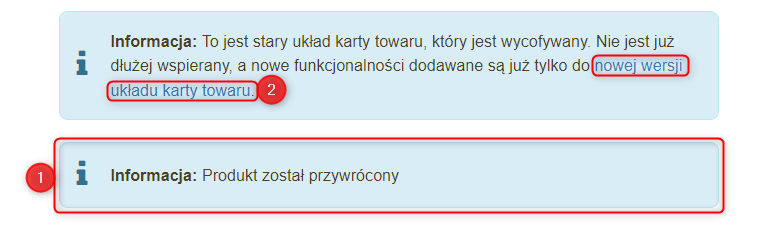 Przywracanie towaru oraz powrót do nowej karty towaru