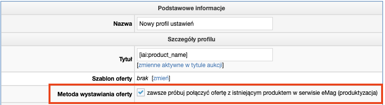 Ustawienie metody wystawiania ofert na eMag