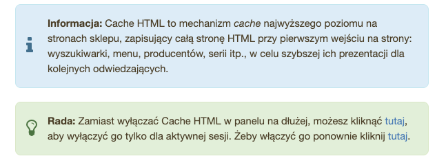 Wyłączenie cache dla bierzącej sesji