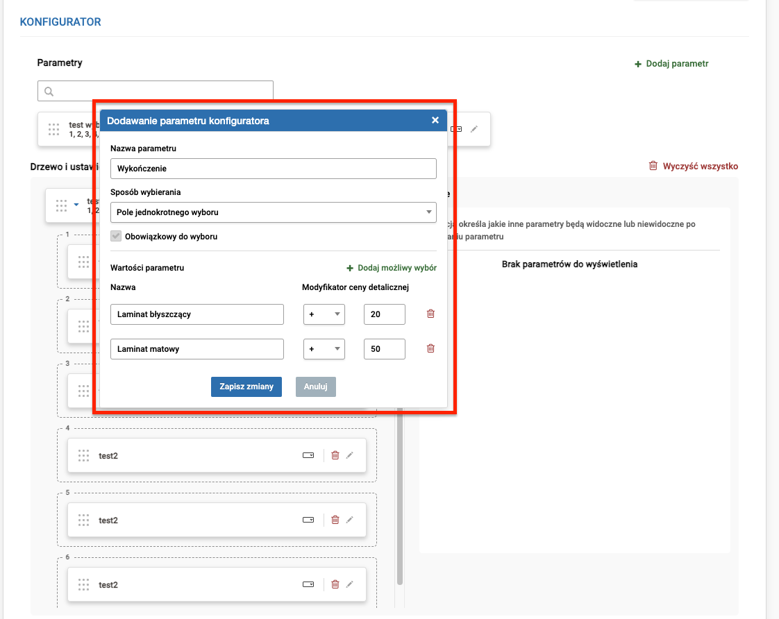 Dodawanie nowego parametru w konfiguratorze produktów.