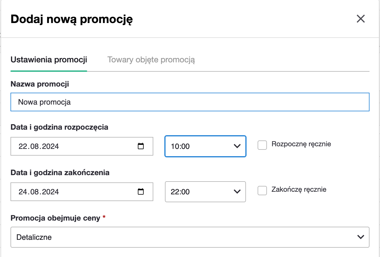 Dodawanie nowej promocji