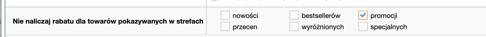 Kody rabatowe - wykluczenie stref marketingowych