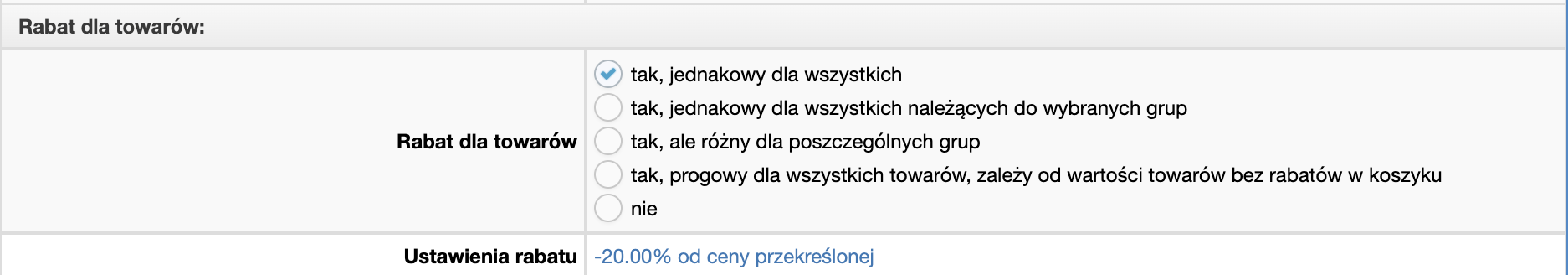 Kody rabatowe - rabat od ceny przekreślonej