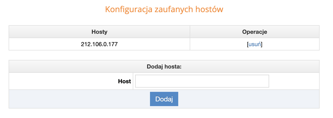 Konfiguracja zaufanych hostów