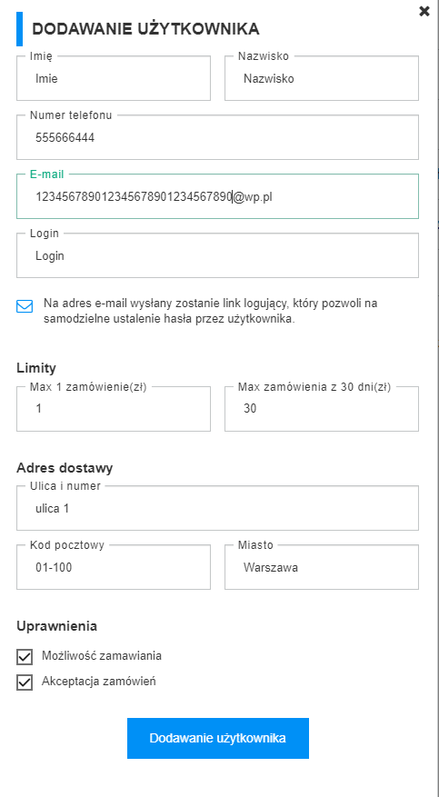 Formularz dodawania subkonta