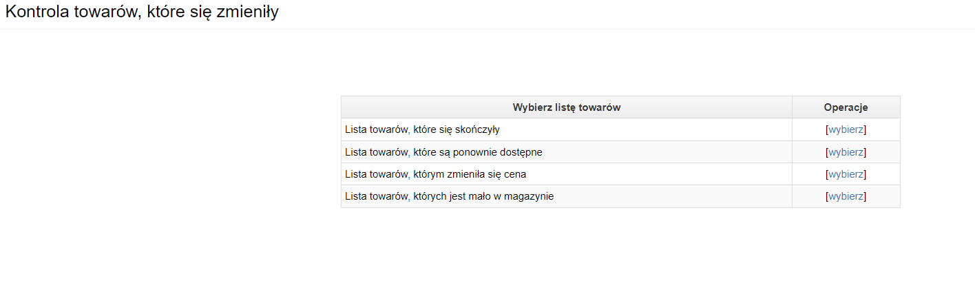 Kontrola towarów, które się zmieniły