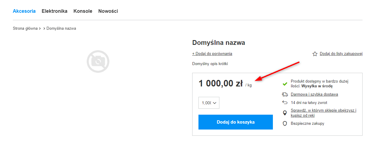 Wyświetlanie się jednostki miary na karcie towaru