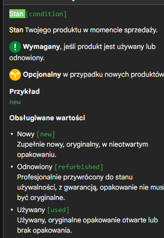 parametr <condition>