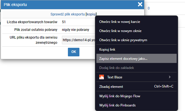 Pobranie pliku feedu produktowego