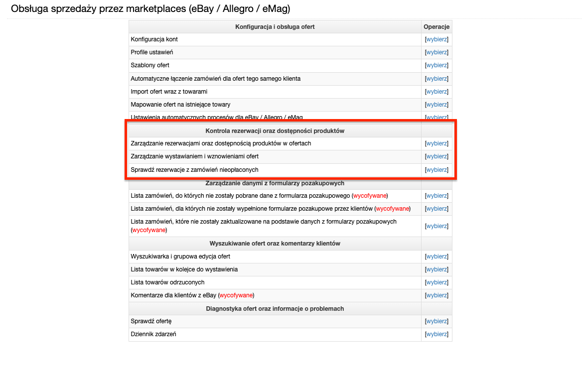 Kontrola rezerwacji dla Allegro