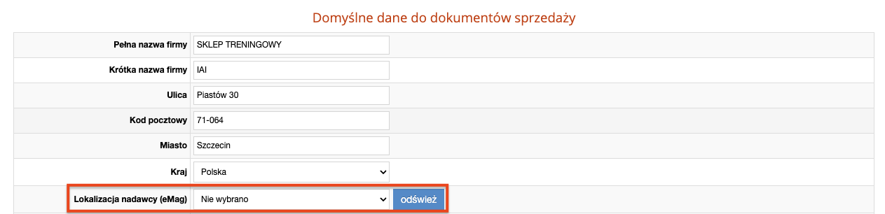 Lokalizacja nadawcy eMag