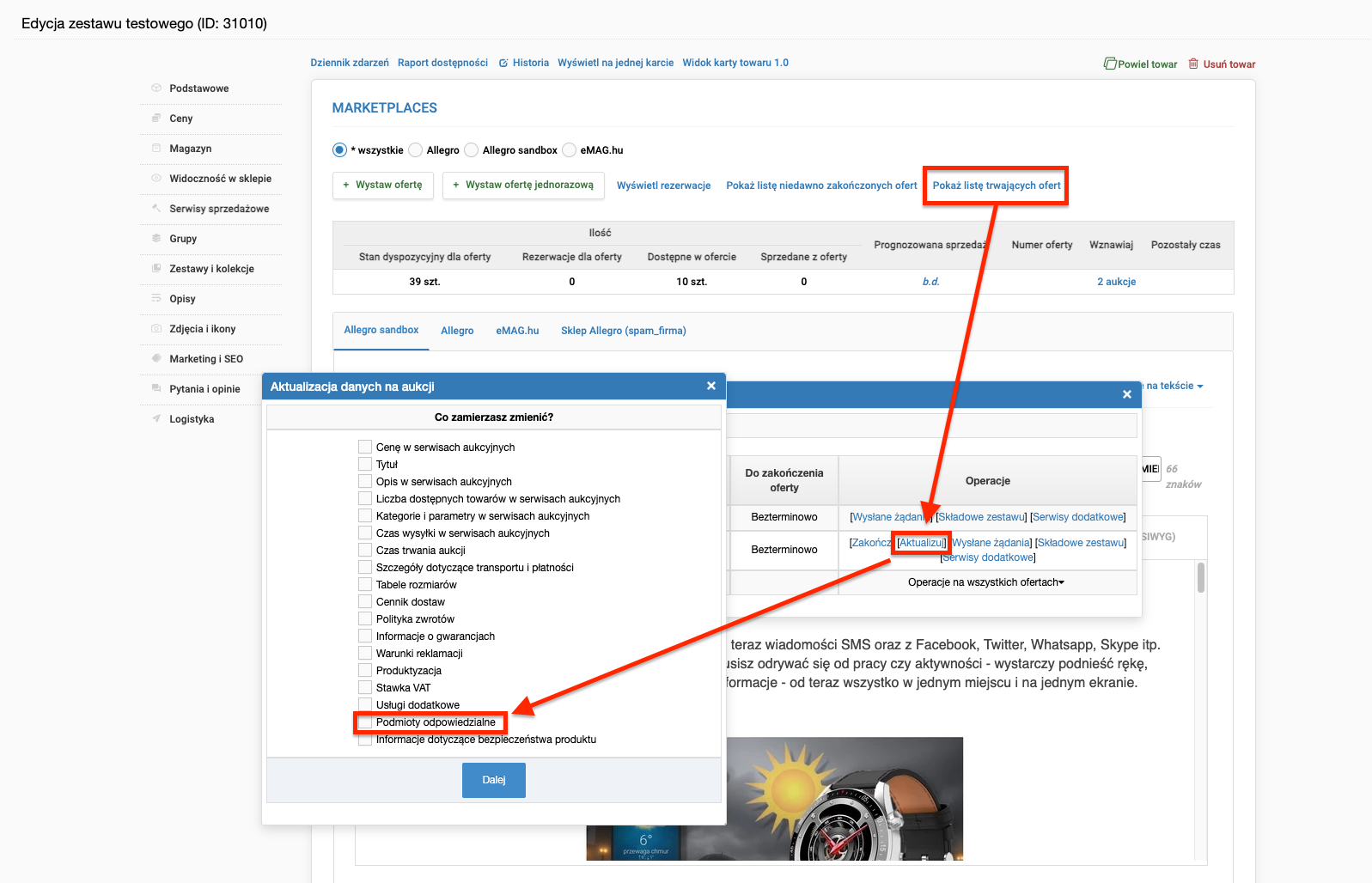 Aktualizacja informacji o podmiotach odpowiedzialnych z karty towaru
