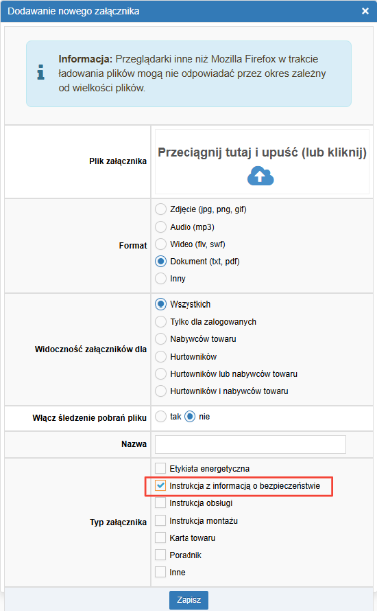 Typ załacznika