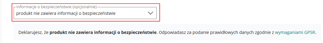 Produkt nie zawiera informacji o niebezpieczeństwie