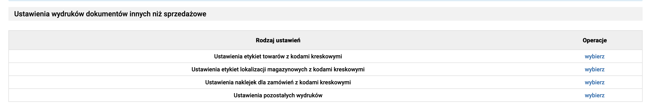 Konfiguracja dokumentów innych niż sprzedaży