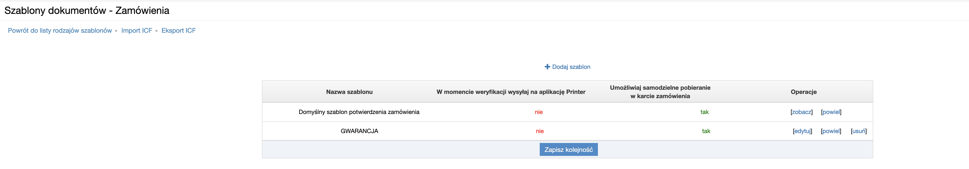 Konfiguracja dokumentów innych niż sprzedaży